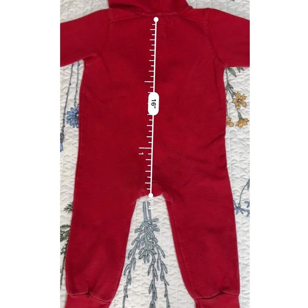 OshKosh Zip Up Hoodie 24M Red Logo Patch Cotton Blend Fleece